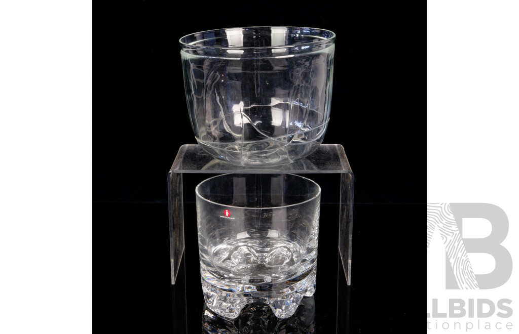 Retro Iittala Tumbler of Large Proportions with Original Label & Kosta Boda Bowl by Bertil Valien