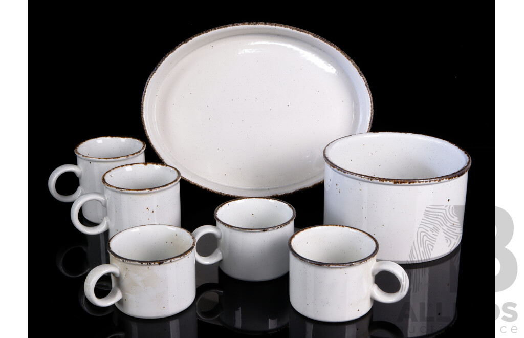 Vintage Seven Pieces Midwinter Ceramic Designed by Eve Midwinter