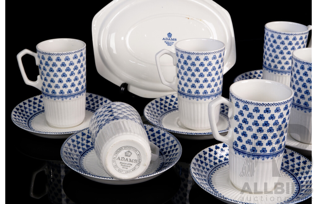 Vintage Adams Wedgwood English Ironstone 13 Piece Coffee Set in Clover Pattern