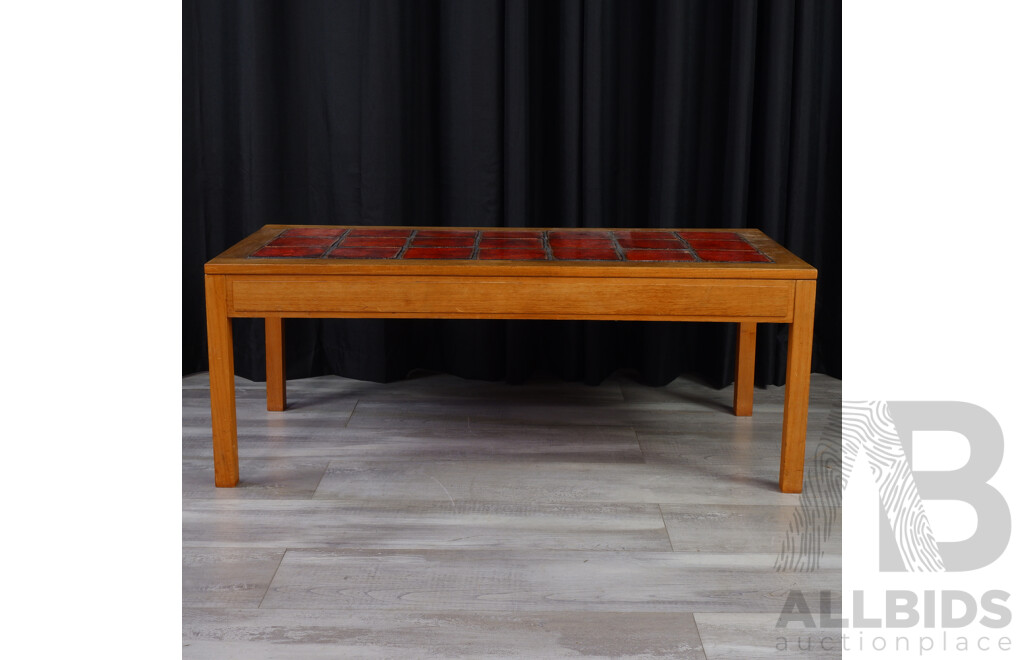 Vintage Teak Coffee Table with Tiled Top