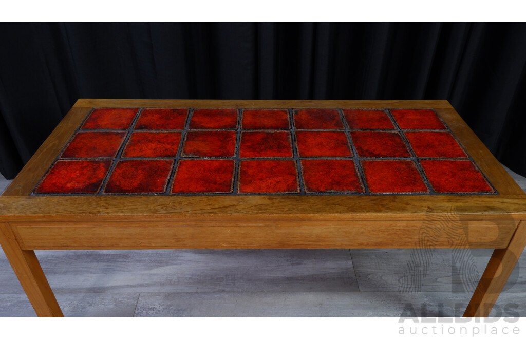 Vintage Teak Coffee Table with Tiled Top