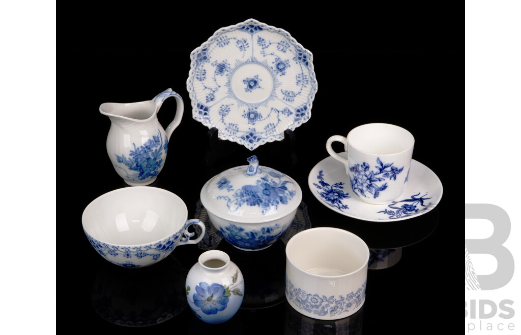 Collection Five Pieces Royal Copenhagen Porcelain Along with Royal Doulton Ramekin & Coalport Duo