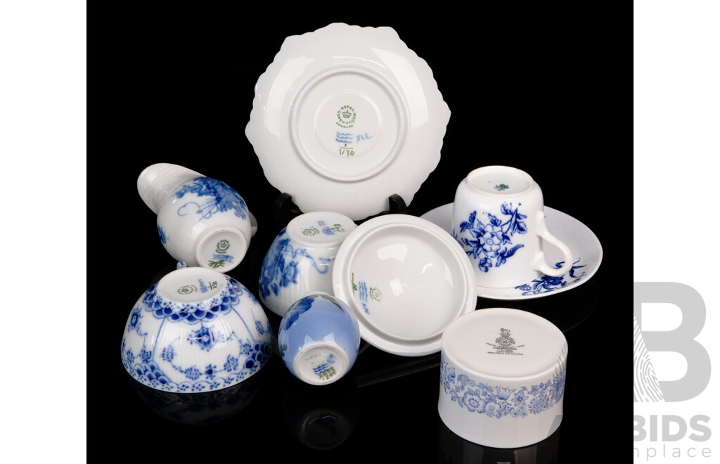 Collection Five Pieces Royal Copenhagen Porcelain Along with Royal Doulton Ramekin & Coalport Duo