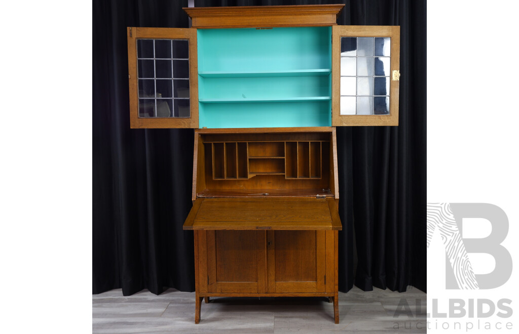 Oak Arts and Crafts Bureau Bookcase