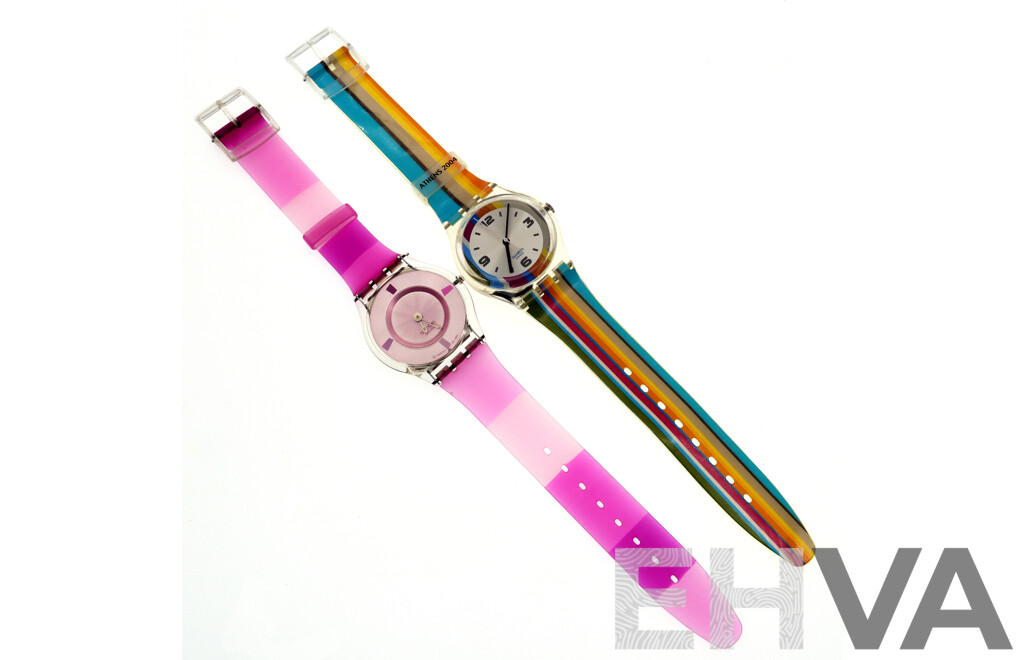 Swatch Watch Skin Pinky Pink SKF200 2004 & Swatch Watch Diadromes GE133 2004