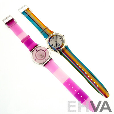 Swatch Watch Skin Pinky Pink SKF200 2004 & Swatch Watch Diadromes GE133 2004