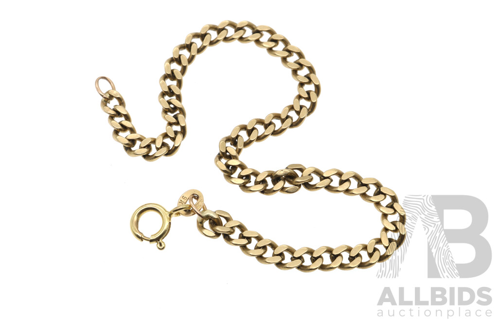 9ct Flat Curb Link Bracelet, 18cm, 4.15mm Wide, 6.88 Grams