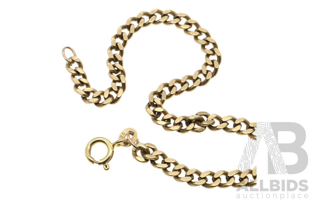 9ct Flat Curb Link Bracelet, 18cm, 4.15mm Wide, 6.88 Grams