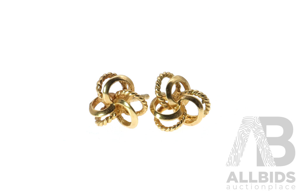 9ct Yellow Gold Swirl Stud Earrings, 8.3mm, 1.19 Grams