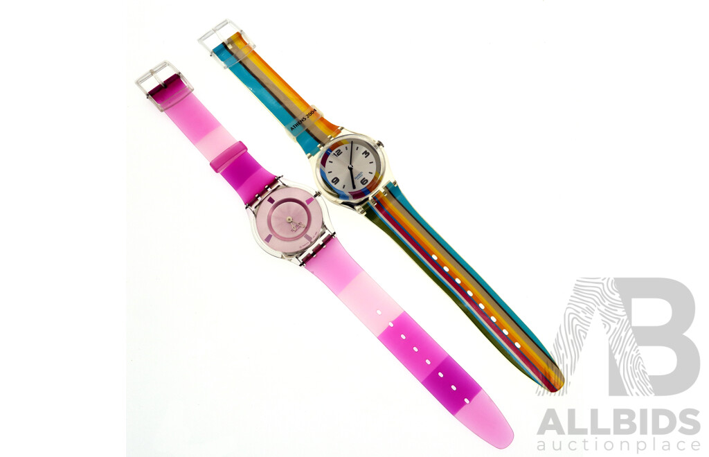 Swatch Watch Skin Pinky Pink SKF200 2004 & Swatch Watch Diadromes GE133 2004