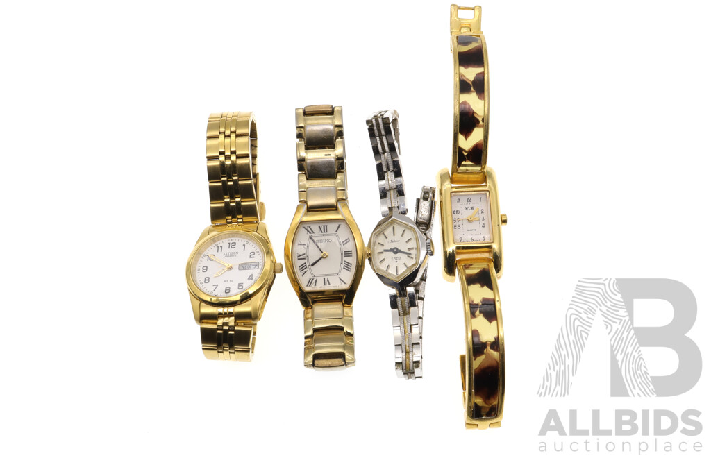 Collection of (4) Ladies Dress Watches Including Citizen & Seiko