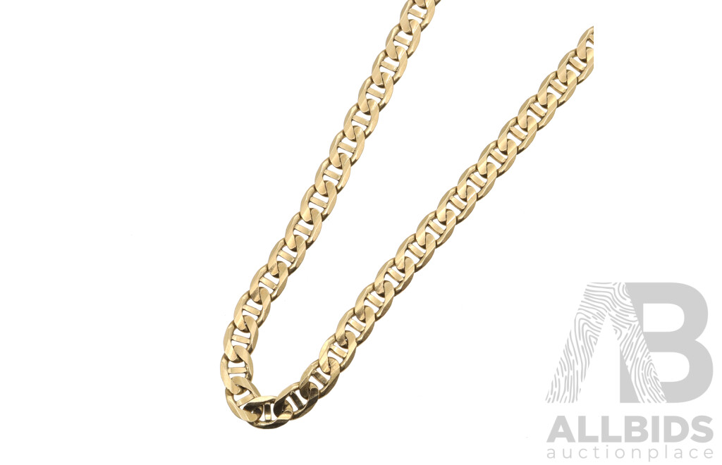 9ct Fancy Flat Link Chain, 47cm Long, 4.45mm Wide, 11.11 Grams