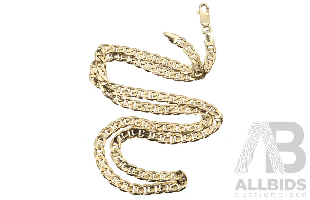 9ct Fancy Flat Link Chain, 47cm Long, 4.45mm Wide, 11.11 Grams