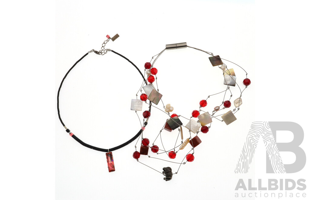 La Tribu Rigaux France (4) Statement Necklaces with Koshima Schmuck-Atelier (2) Glass Statement Necklaces