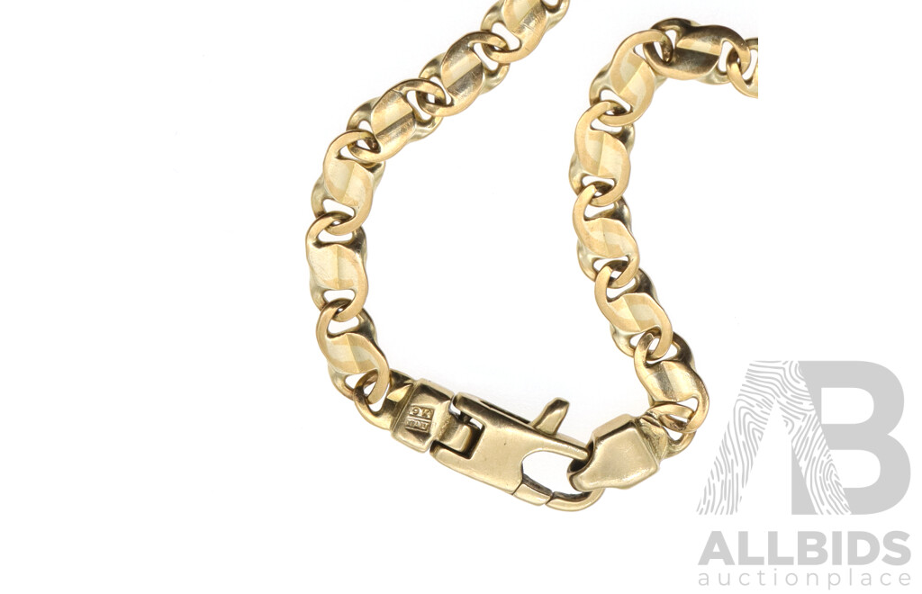 9ct Fancy Flat Link Bracelet, 3.9mm Wide, 17cm, 5.67 Grams