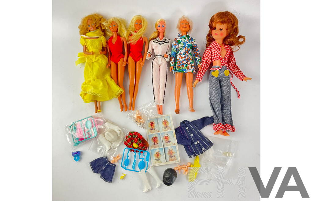 1980's Mattel Barbie Dolls and Others with Accesories