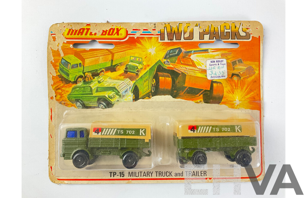 1970’s Matchbox Two Packs TP-15 Military Truck and Trailer in Original Packaging