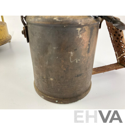 Vintage Brass Alladin Camping Stove, Small Darlton Blow Torch and Primus Blow Torch