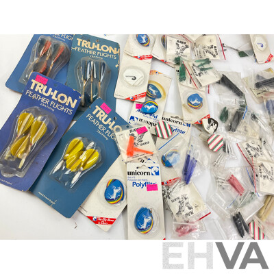 Vintage Dart Flights and Accessories Including Hawk, Tru-Lon and Unicorn