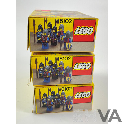Three 1980's Lego Castle Series Figures, 6102 in Sealed Boxes