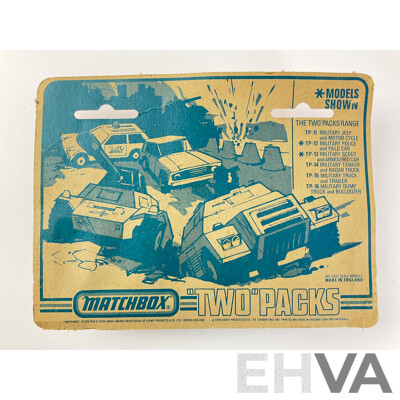 1970’s Matchbox Two Packs TP-15 Military Truck and Trailer in Original Packaging