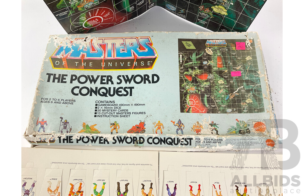 Vintage Mattel Masters of the Universe Power Sword Conquest Board Game with Weathered Box