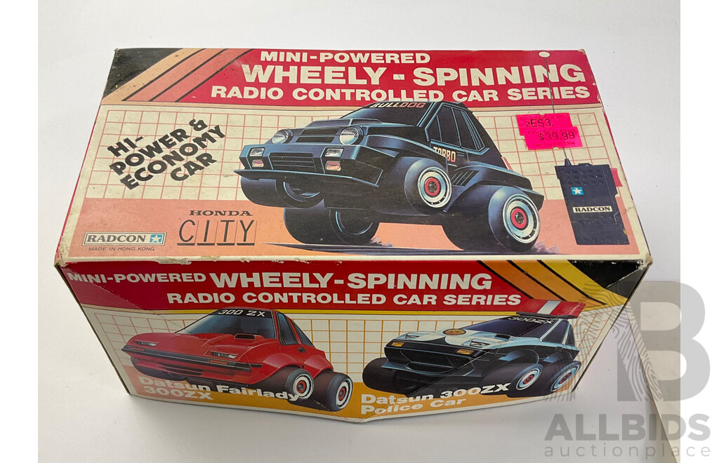 Vintage Radcon Wheely-Spinning Honda City Turbo Bulldog Remote Controlled Car in Original Packaging