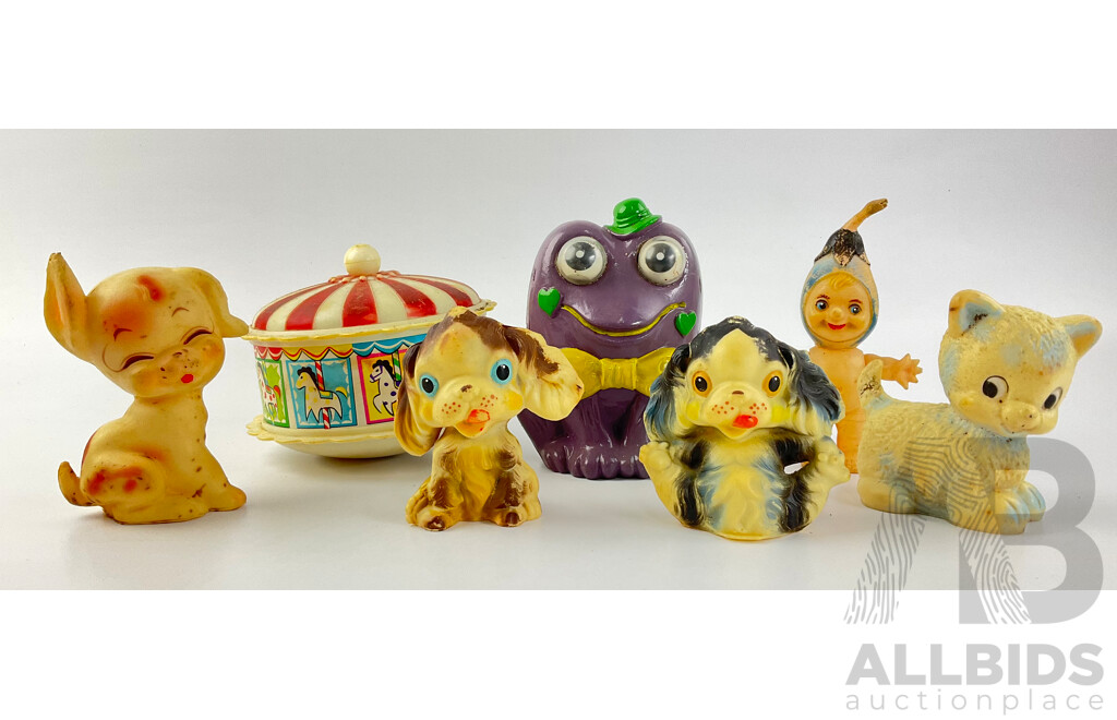 Vintage Rubber and Plastic Children's Toys, Some Made in Japan