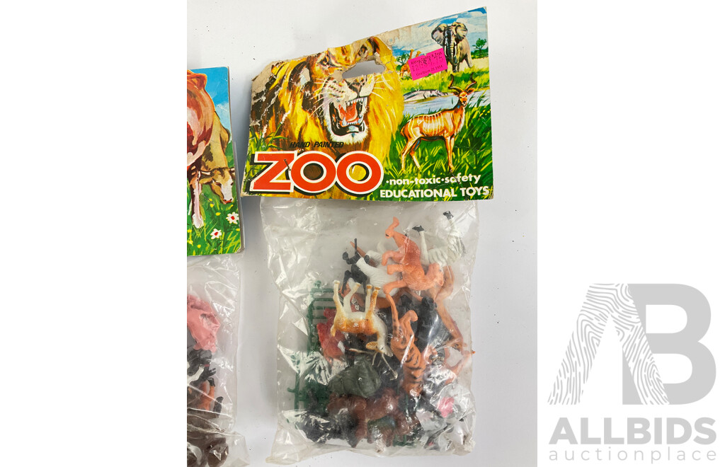 Collection of 1980's Plastic Figures Including Western Rangers Cowboys and Indians, Hand Painted My Farm and Zoo, All in Original Packaging