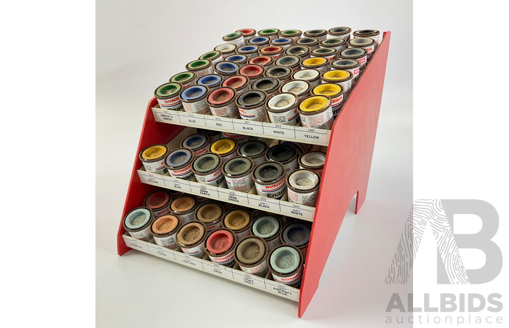 Vintage Humbrol and Airfix Enamal Paint Tins with Retailers Stand - Approximately 95