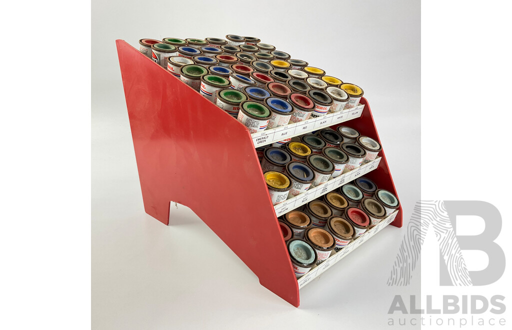 Vintage Humbrol and Airfix Enamal Paint Tins with Retailers Stand - Approximately 95