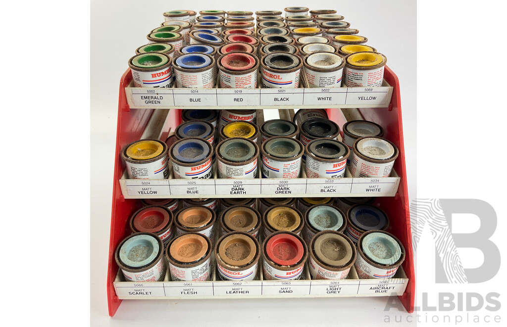 Vintage Humbrol and Airfix Enamal Paint Tins with Retailers Stand - Approximately 95