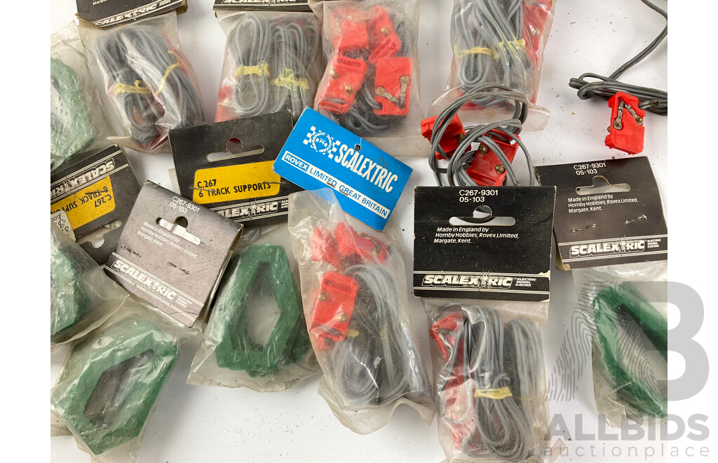 Vintage Scalextric Track Supports and Power Connectors in Original Packets