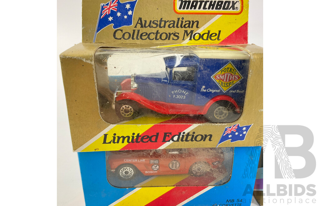 Collection of 1980's Matchbox Vehicles Including Limitred Edition and Australian Collectors, Bob Jane T Marts 4X4 Pickup, Streets Ice Cream Elivery Truck and More