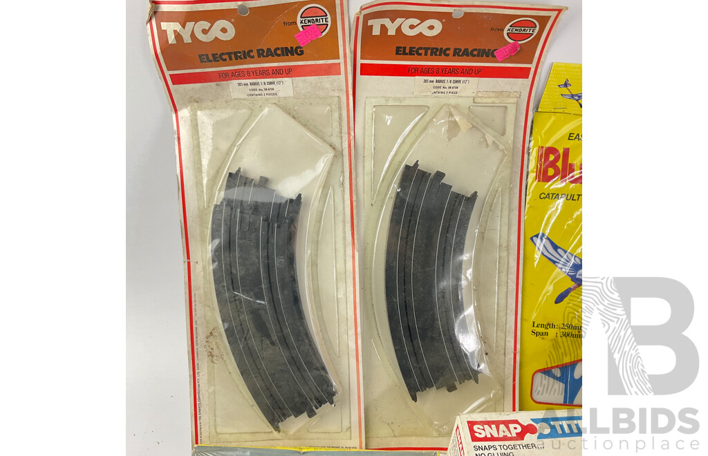 Collection of Boxed Toys and Hobbies Including Tyco Slotcar Track, Bluebird Glider, Model Kits and More