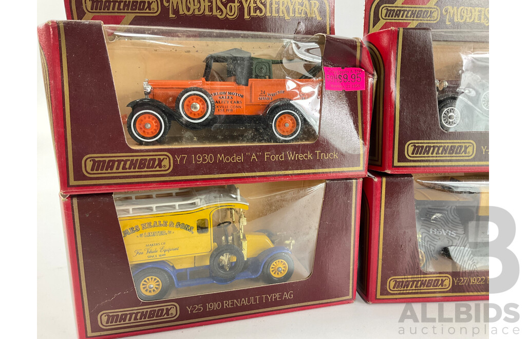 Collection of Matchbox Models of Yesteryear Including 1912 Model T Mobile Tanker, 1930 Model ‘A’ Van and Foden Dampflast Wagons