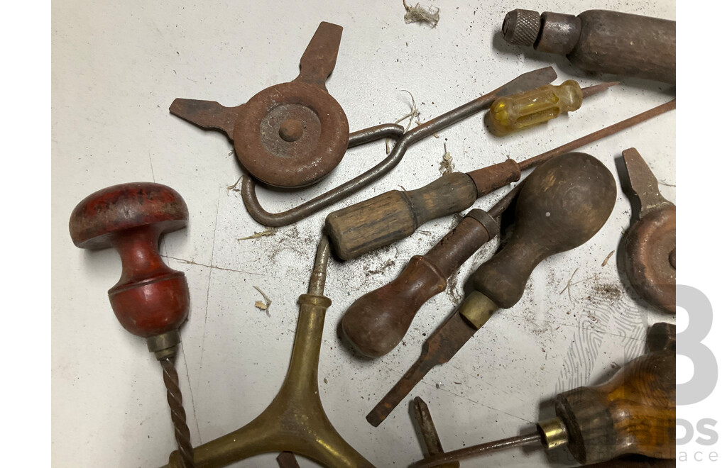 Collection of Small Antique and Vintage Turnscrews/Screwdrivers and Spanners Including Jenbro and James Howarth