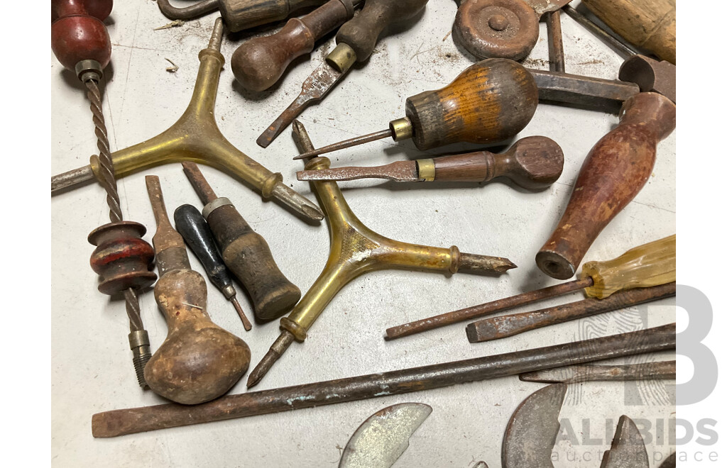 Collection of Small Antique and Vintage Turnscrews/Screwdrivers and Spanners Including Jenbro and James Howarth