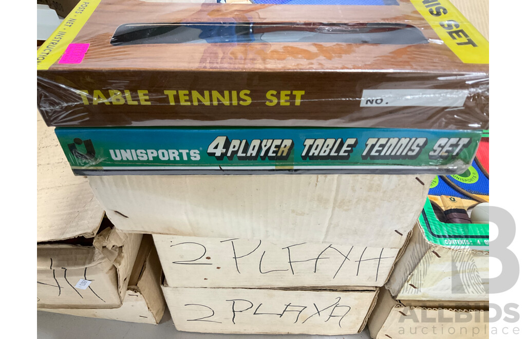 Vintage Unisports Four and Two Player Table Tennis Sets in Original Packaging