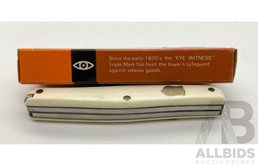 Vintage Taylors Eye Witness Pocket Knife in Original Box, Sheffield Steel, Made in England