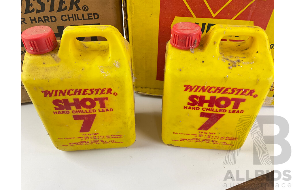 Vintage Winchester Australia Boxes, Shot Bottles and Timber Rifle Stock