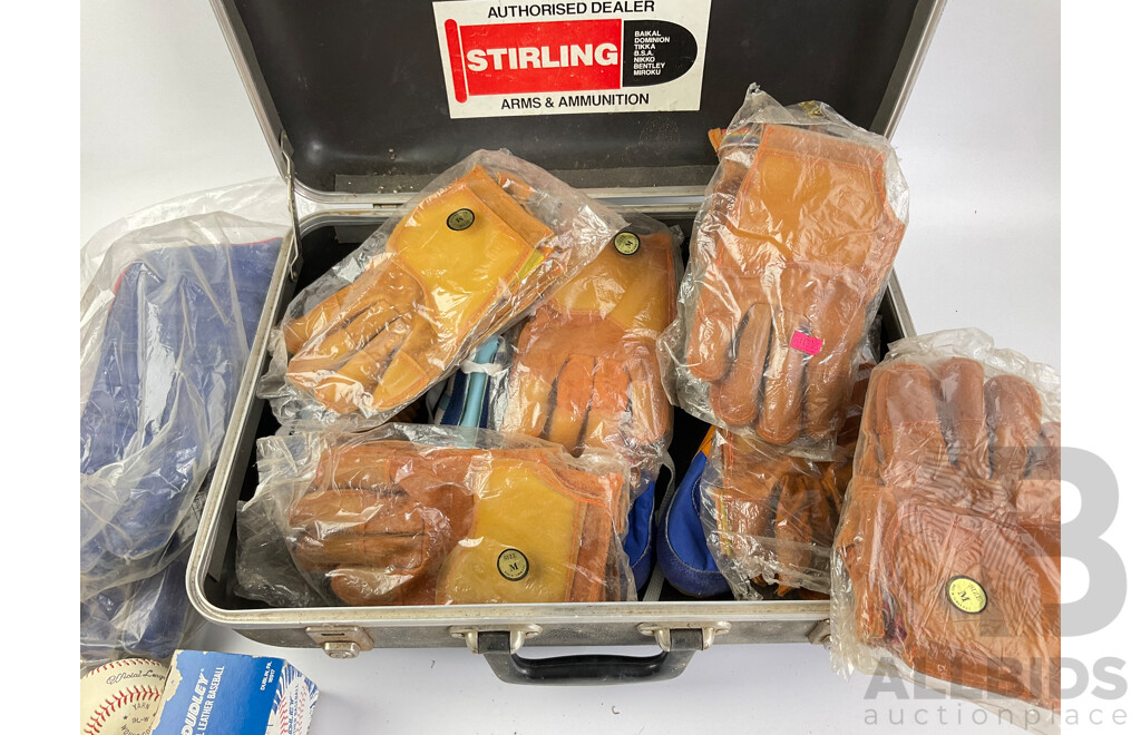 Vintage Dudley Leather Baseballs, Leather Gloves, Cups, Onitsuka Tiger and Success Shoes in Hard Carry Case