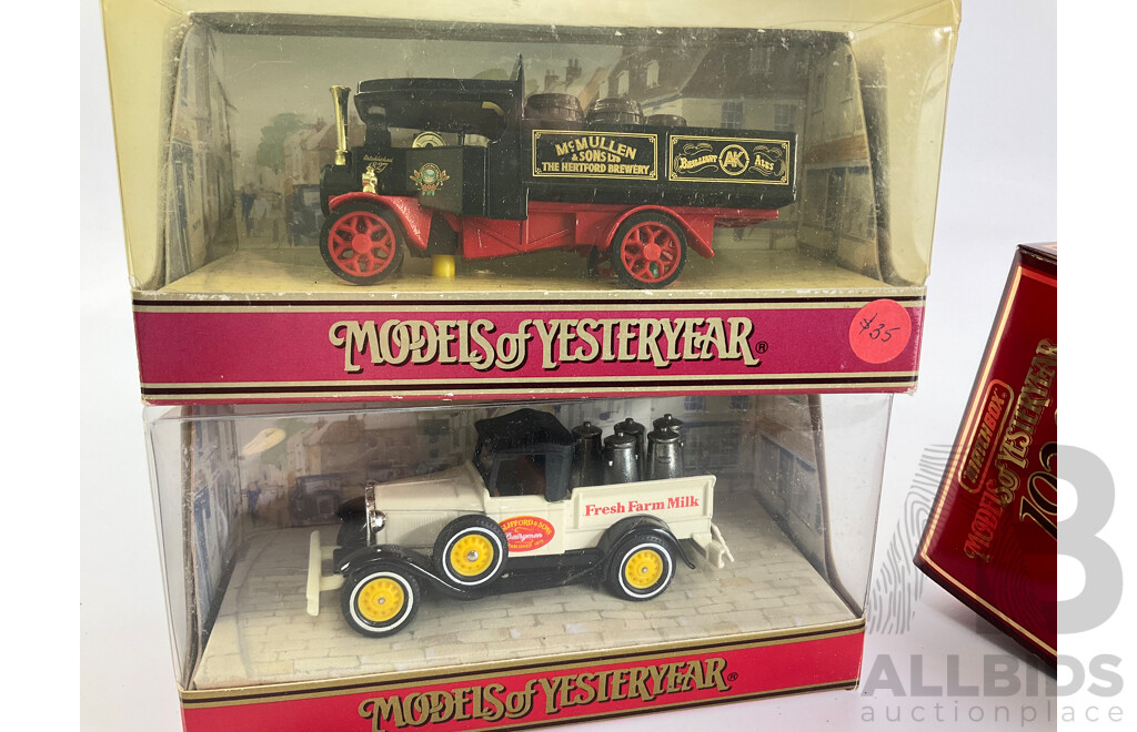 Five Vintage Matchbox Models of Yesteryear Vehicles Including Ford, Leyland and Cadillac