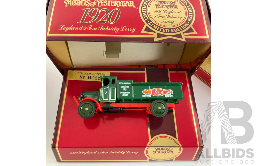 Five Vintage Matchbox Models of Yesteryear Vehicles Including Ford, Leyland and Cadillac