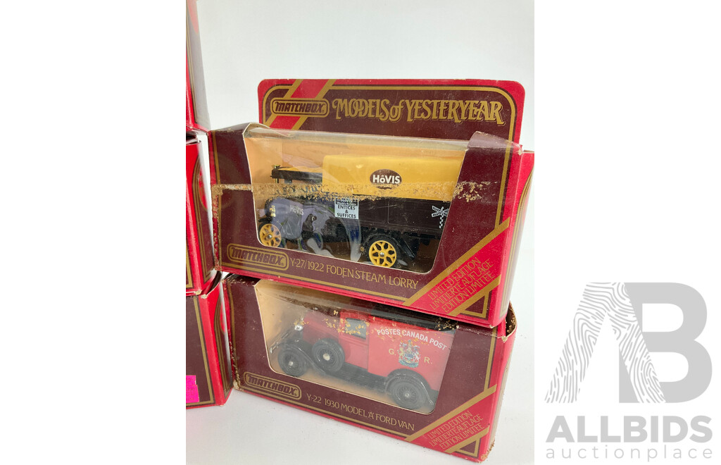 Eight Vintage Matchbox Models of Yesteryear Vehicles Including Crossley, Ford and Foden