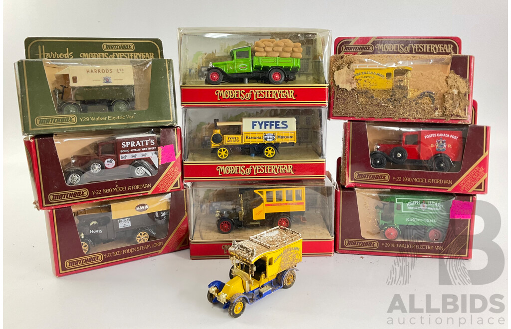 Ten Vintage Matchbox Models of Yesteryear Vehicles Including Walker, Ford and Foden