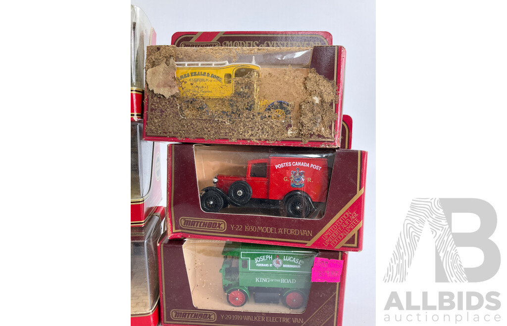 Ten Vintage Matchbox Models of Yesteryear Vehicles Including Walker, Ford and Foden