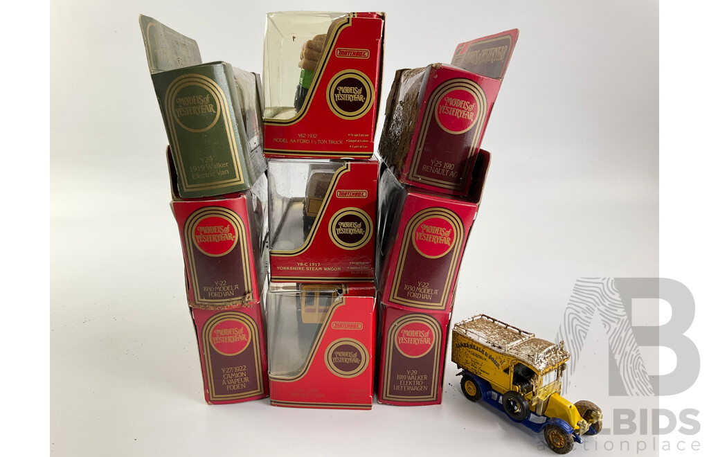 Ten Vintage Matchbox Models of Yesteryear Vehicles Including Walker, Ford and Foden