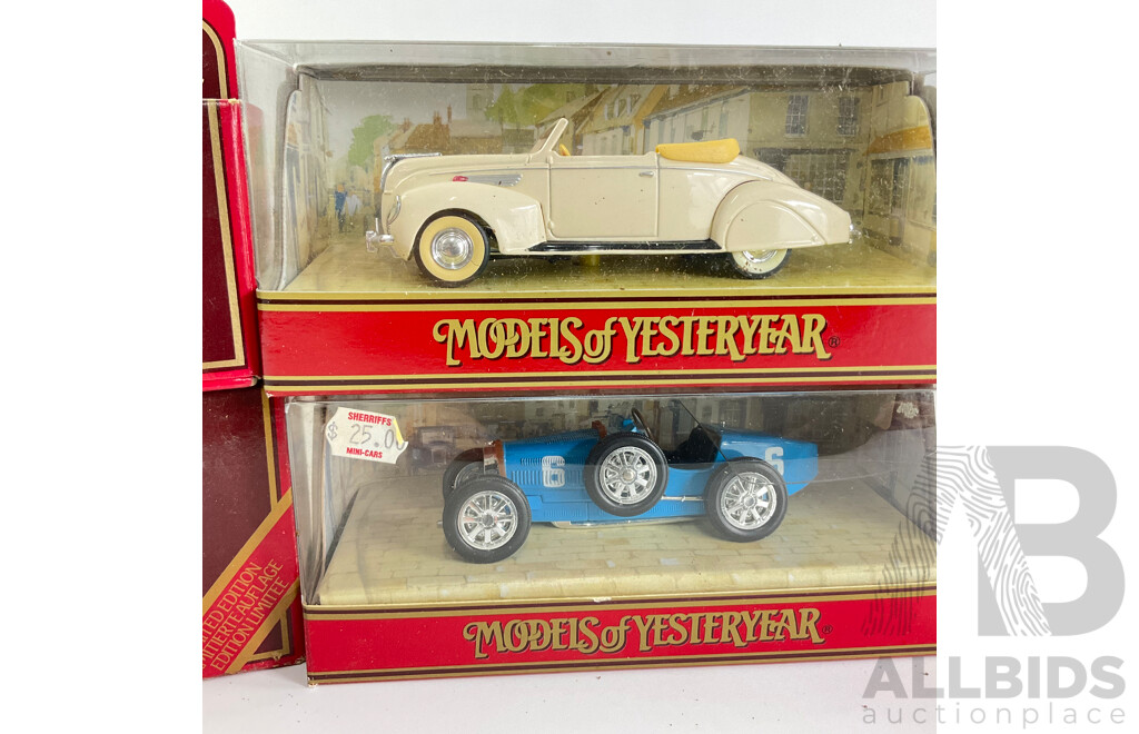 Collection of Vintage Matchbox Models of Yesteryear and Guisval Vehicles Including Ford, Stutz, Rolls Royce and Bugatti