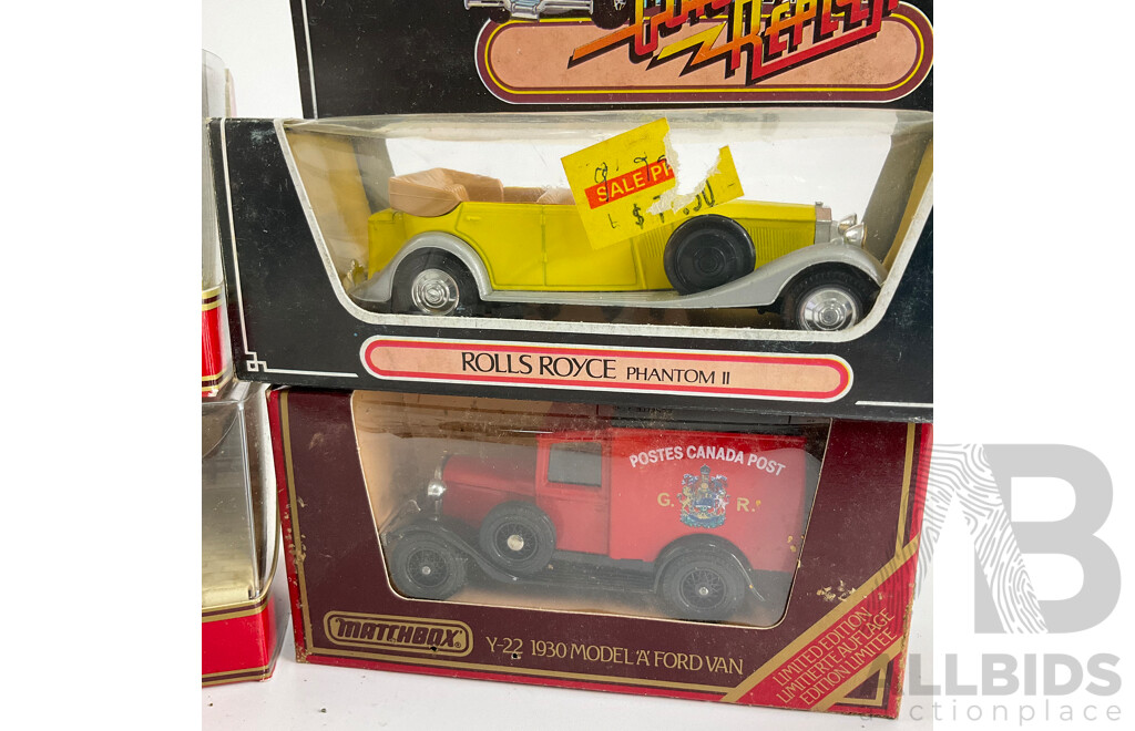 Collection of Vintage Matchbox Models of Yesteryear and Guisval Vehicles Including Ford, Stutz, Rolls Royce and Bugatti